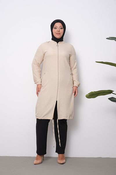 OKTAYUSTA COLLECTİON Belmando Linen Summer Hooded Ferace - Bumbac