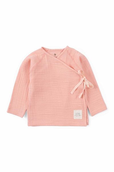 Little Gusto Double Breasted Collar Muslin Baby Jacket Pink Organic Cotton
