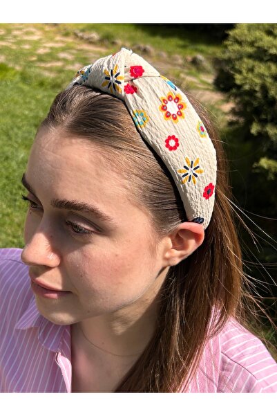 ByMerve Bym283 Coroana de păr pentru femei, albă moale, florală - Model cu no...