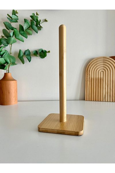 Mottogo Бамбукова поставка за хартиени кърпи, квадратна поставка за хартиени кърпи на руло