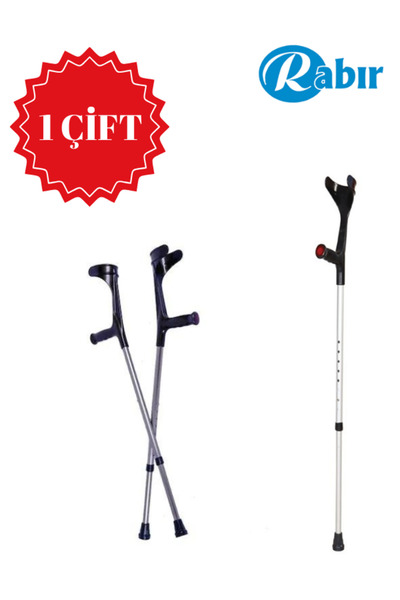RABIR 1 Çift SİYAH Kanedyen Koltuk Değneği Ayarlanabilir Dirsek Destekli Baston