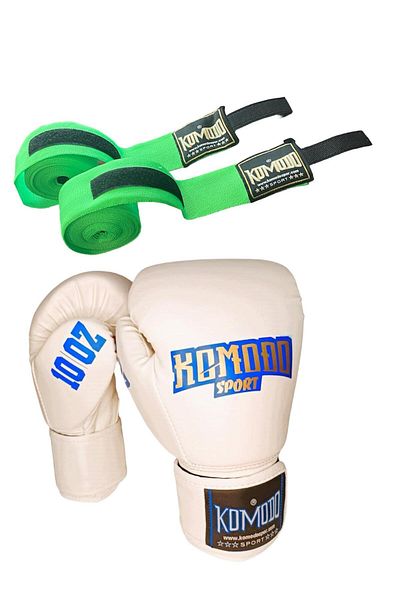 KOMODO SPORT Kick Boxing Gloves and Bandage - Set of 2