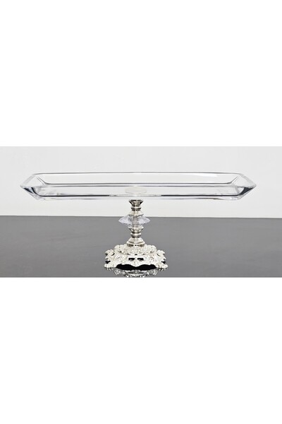 atabey home Gümüş Döküm Ayaklı Paşabahçe Kayık Servis Tabağı