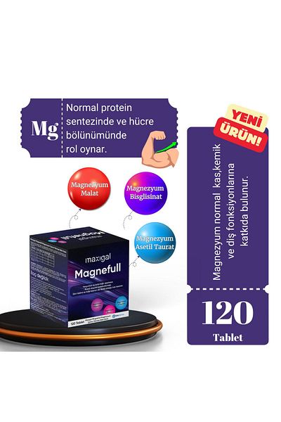 Maxigal Magnefull L-Thronate and Malate Containing 120 Tablets - Magnesium