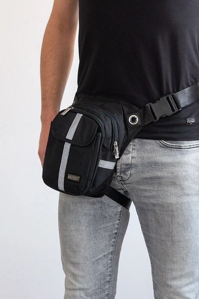 SEVENTEEN Gray Waterproof Velcro Black Waist Leg Motorcycle Courier Bag - 4963