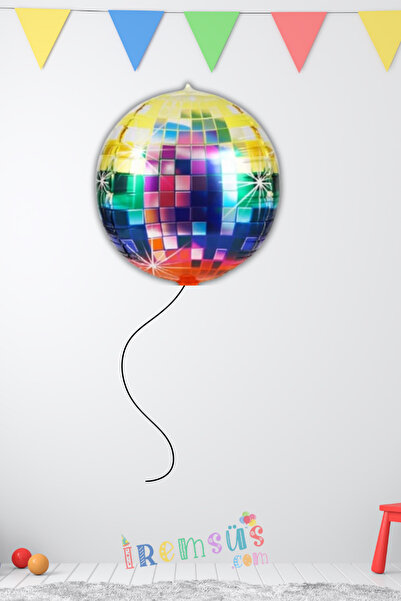 mypartyready Renkli Disko Topu Şekilli Folyo Helyum Balon 24'' Parlak Parti F...