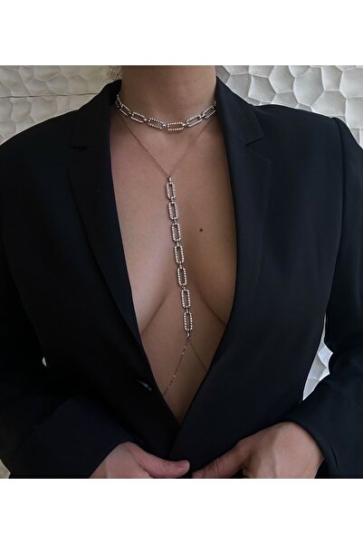 pop up store Geometrik Desen Kristal Taşlı Kolye ve Vücut Aksesuarı SET