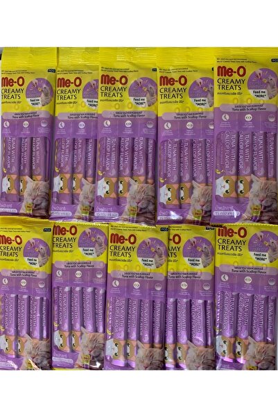 me-o Creamy Treats 10lu Set Sıvı Kedi Ödül Maması Ton Balığı Deniz Tarağı 4x1...