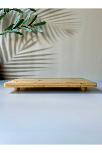 Mottogo Bamboo Serving Rack with Misket Legs - Stand - Riser 27x18x3