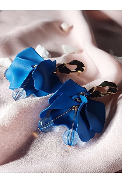 Yonga Moda Özel Seri Akrilik Çiçek Yapraklı Sallantılı Nişan Kına Küpe