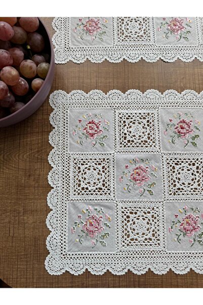 MIHAELA 2'li Amerikan Servis Dantel Görünümlü Yıkanabilir 30x45 cm