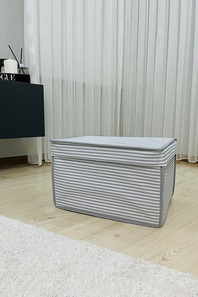VAYBE MINI Κουτί αποθήκευσης πολλαπλών χρήσεων Κουτί παιχνιδιών, Organizer Grey Line Pattern 30x40x25