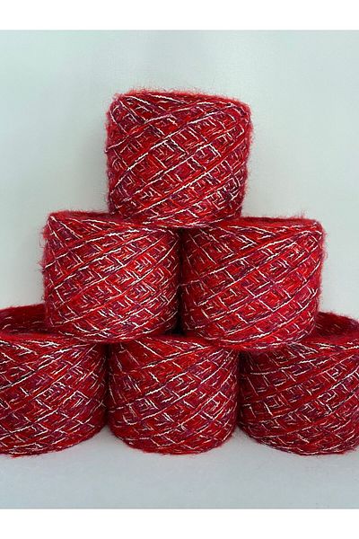 göçer Moher Cotton: 600Gr Red Plum Cream and Glitter Visual Net