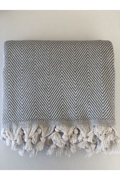 kozavitrin Gray Herringbone Patterned Sofa Cover - 150X170