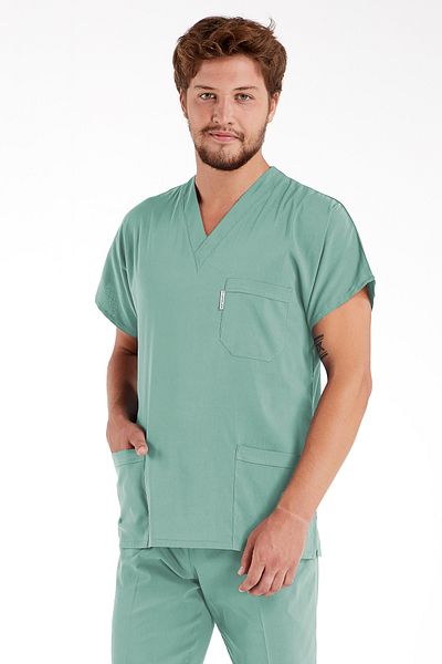 Alsancak Üniforma Men's Green Lycra Thin Fabric Scrubs Doctor Nurse Jersey Bat Sleeve Surgical Suit