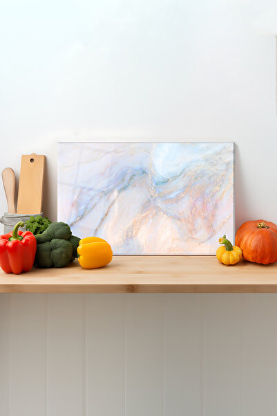 Rosyvien لوح تقطيع زجاجي ذو مظهر رخامي - بأرجل من السيليكون، وقطع العرض، ودرج...