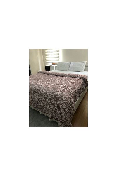 kozavitrin Zebra Patterned Claret Red Sofa Cover - 220X240