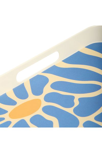 Albayrak Melamin Magnolia Flax Tray - Blue/Cream 29X38 cm