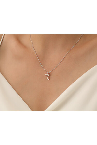 sorti takı aksesuar 925 Ayar Gümüş Minimal Kalpli Melek Kolye