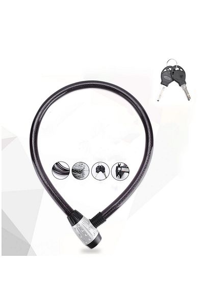 SARİSSA BİSİKLET 2 Meters Keyed Steel Rope Lock Baby Stroller - Motorcycle Bike Security Lock