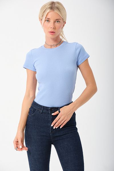 PUNKY CAT Tricou albastru cu mânecă scurtă Basic Camisole pentru femei