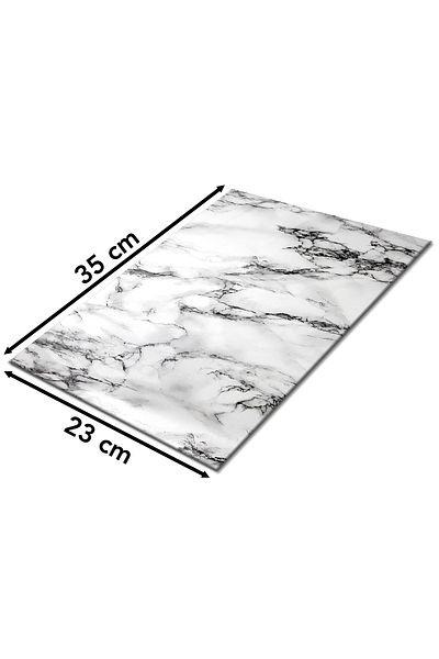 Rosyvien Marble Look Glass Cutting Board - with Silicone Legs, Presentation Cuts, Tempered, and Rodage