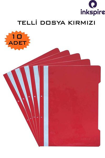 inkspire A4 Red Ring Binder - 10 Pieces, Economic Quality, 1 Pack, 10 Ring Binder for Office, Office, School
