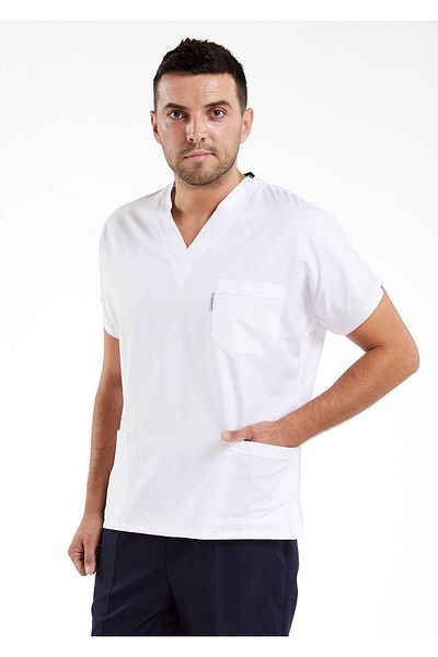 Alsancak Üniforma Ανδρικό λευκό/ναυτικό Lycra Thin Fabric Scrubs Doctor Nurse Τζέρσεϊ χειρουργική στολή με νυχτερίδα