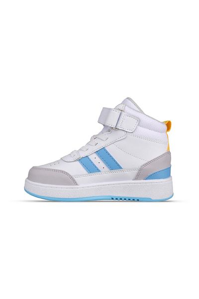 MP ONE Cizme mari pentru copii cu velcro alb-albastru
