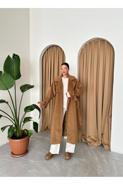 Laluvia Tan Vorkuta Belted Coat-54496