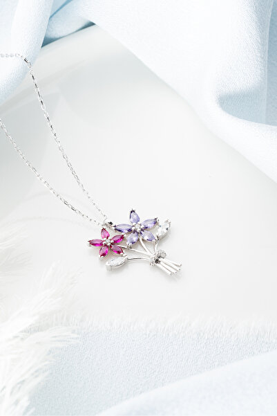 Silvano Jewelry 925 Ayar Gümüş Çiçek Buketi Kolye