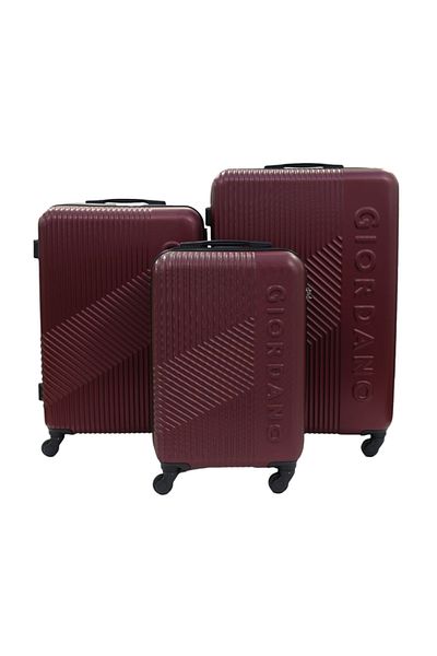 Giordano Logo Series Luggage Set of 3 Maroon,ABS Hardshell Lightweight Durable Secure Number Lock.