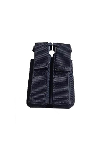 AskerVadisi Ikili Şarjör Kılıfı Imperteks Kumaş Siyah Renk Tüm 9 Mm.için