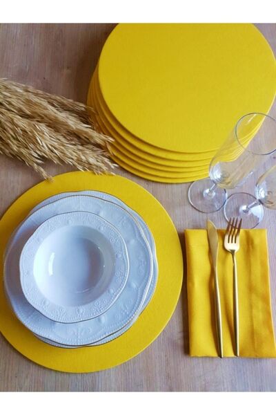 Else Home Collection Covered Stain-Proof Yellow Placemat 6 Pieces