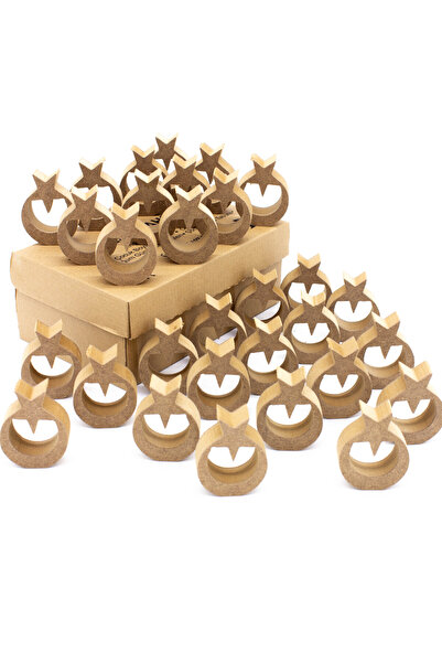 na neşeli ahşap 30 Adet 6 cm Ay Yıldız Figürü.dik Durabilir.okul Öncesi Eğiti...