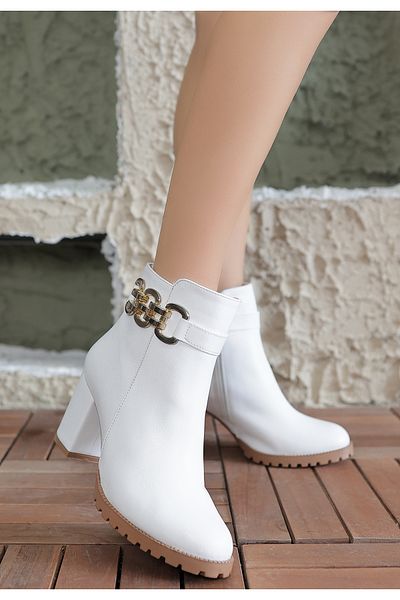 rahad moda Λευκές γυναικείες μπότες με φερμουάρ