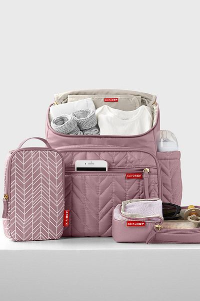 Skip Hop Pink Jersey Baby Care Organizer - Multi-Compartment Backpack
