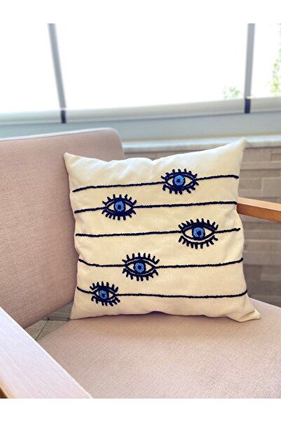 Les Passent Evil Eyes 42x42 cm възглавница с мотив на очи, изработена с техни...