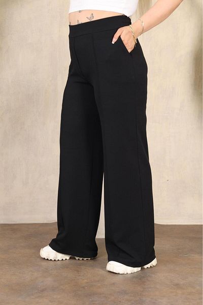 EMEZ Crepe Fabric Sewing Detailed Loose Trousers