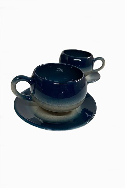 Artistic Quality Dekoratif Şık Tasarım Petrol Yeşili Ve Siyah Renklerinde Çay-kahve Fincan Seti 2 Kişilik