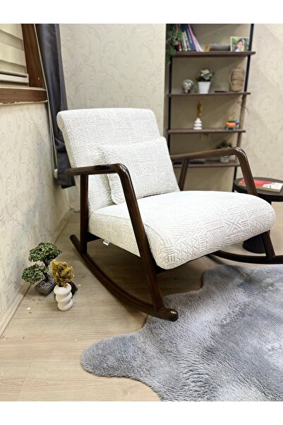 Asedia Minito Ceviz Şönil Krem Sallanan Sandalye Dinlenme Koltuğu