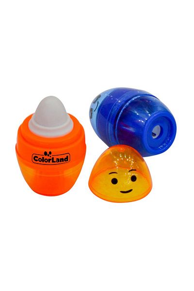 Colorland Pencil Sharpener with Eraser Cute Faces Color-slk04 (20 Pieces)