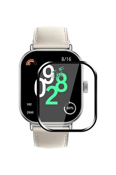 Fibaks Redmi Watch 4 - Black Curved Compatible Full Covering Watch Screen Protector