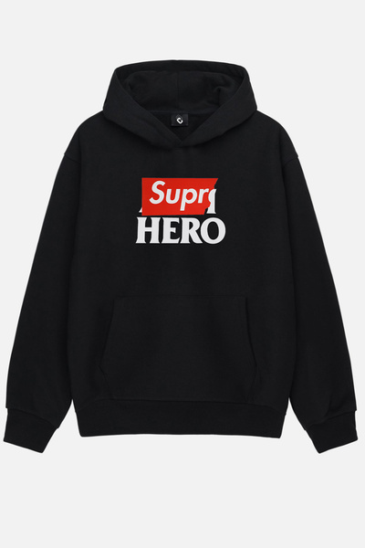 SELF CONTROL Supr Logo Štampano 100% Pamuk Unisex Oversize kroj Dukserica sa ...