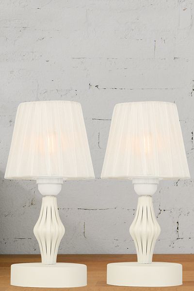 Begüsa White Cream Liye - 2 Pieces Table Lamp Hat