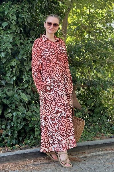 AYASOFYA OTANTIK Burgundy Shirt Dress - Loose, Long Sleeve, Long Dress
