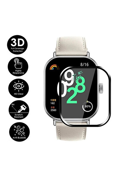 Fibaks Redmi Watch 4 - Black Curved Compatible Full Covering Watch Screen Protector