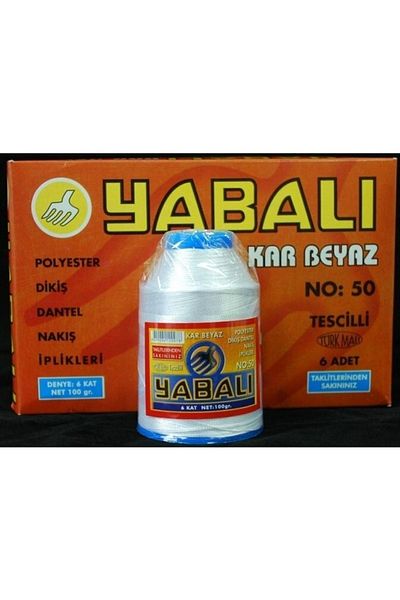 Yabalı 6 τεμάχια πολυεστερικό νήμα δαντέλας 100 gr No:50 Snow White