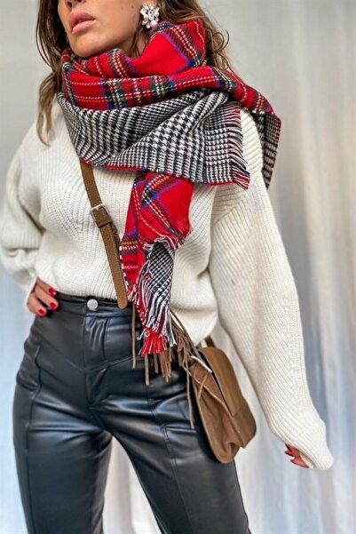 hargenç Ekose Desenli Yün Dokulu Çift Taraflı Atkı Şal Iskoç