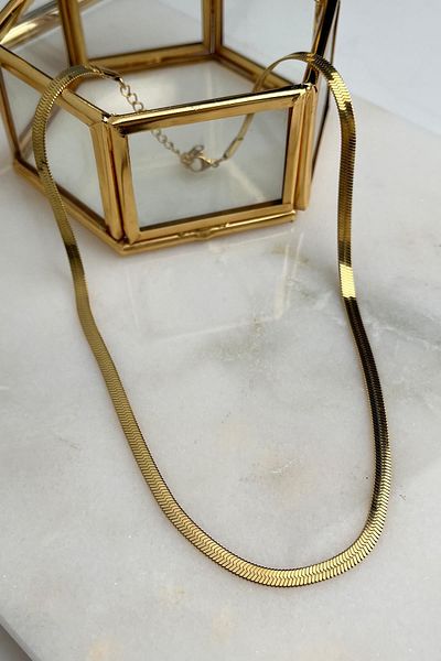 Modex Gold Steel Serrated Italian Chain Necklace - 39 cm